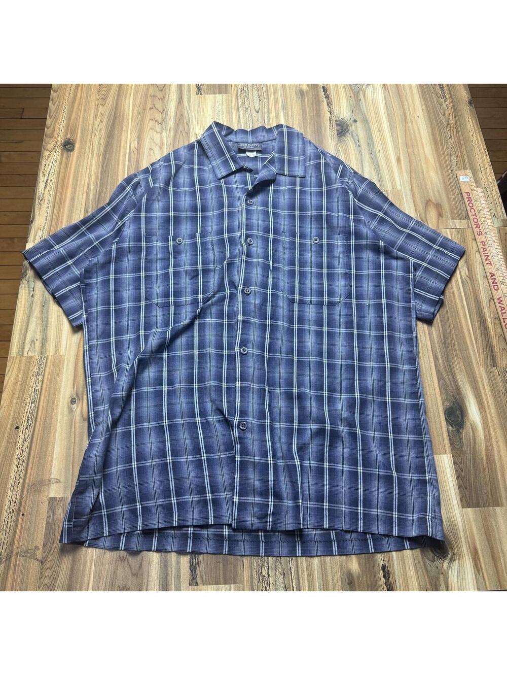 80s Triumph of California blue plaid button up shirt